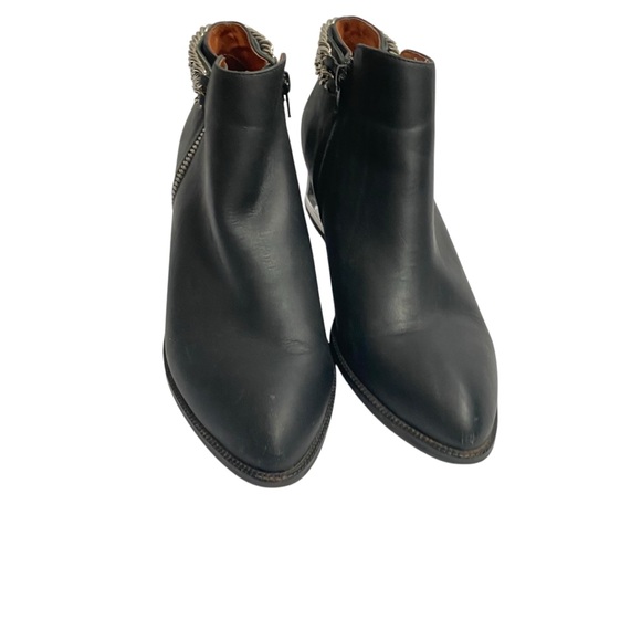 Jeffrey Campbell Sergio Boots Black Leather Chain Zipper Metal Heel booty sz 11 - Picture 7 of 16